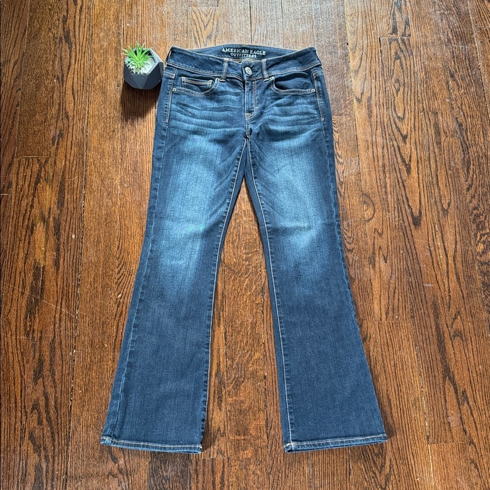 American Eagle Outfitters Dark Blue Flare Jeans kick boot wide legs size 6